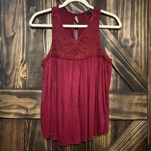 American Eagle Outfitters Red Pleated Backless Tank Top